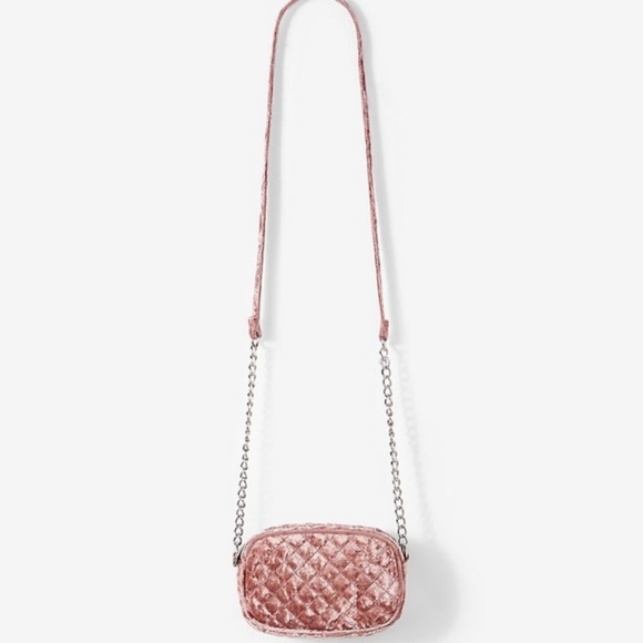 Express Pink crushed velvet quilted mini crossbody - Picture 2 of 3